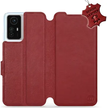 Pouzdro na mobilní telefon Kožené flip pouzdro Mobiwear - Xiaomi Redmi Note 12S - Tmavě červené (Kožené knížkové pouzdro, obal, kryt na mobil Xiaomi Redmi Note 12S, Tmavě červené, materiál Genuine Leather, ochrana 360°, stojánek, silikonová vanička, magnetické zavírání)