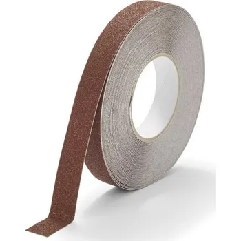 Hnědá korundová protiskluzová páska FLOMA Standard - 18,3 x 2,5 cm tloušťka 0,7 mm