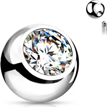 Piercing Šperky4U Náhradní kulička s kamínkem 1,2 x 4 mm, barva čirá - ND024C-1204