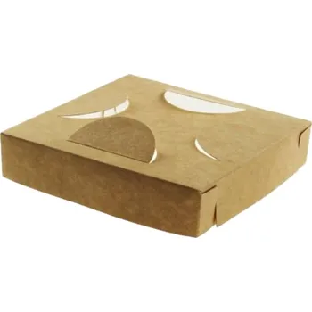 Jednorázové nádobí Toppapír Papírové víčko na box hranaté kraft 145/145mm 50ks