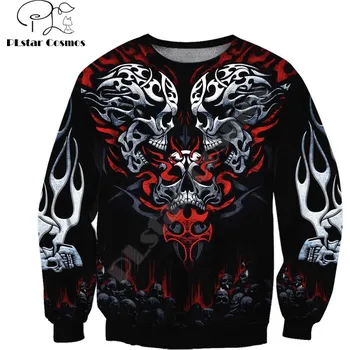 Pánská mikina Mikina s potiskem EVIL lebky a oheň Velikost: 7XL, Barva (Varianta): Mikina