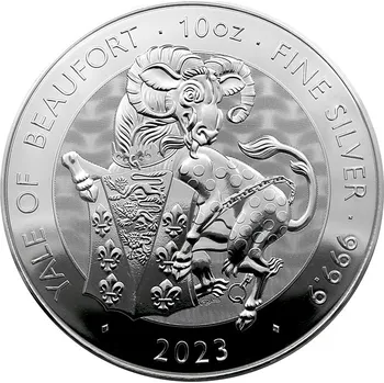 Stříbrná investiční mince The Royal Tudor Beasts - The Yale of Beaufort 10 Oz 2023