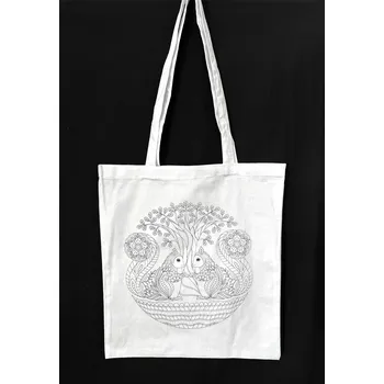 Výtvarná sada Textilní taška, k vybarvení, bílá, VZOR DVĚ VEVERKY, 1kus