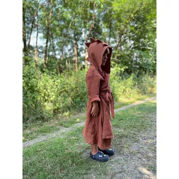 Dívčí župan Mimilove Dětský župánek s kapucí DINO vel 3-6 let Karamel