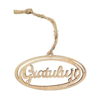 Závěs "Gratuluji" 10ks dřevěný, přírodní