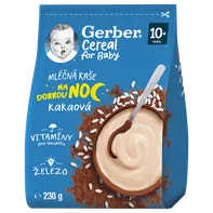 GERBER For Baby Cereal mléčná kaše na dobrou noc 10 m+ 230 g kakaová