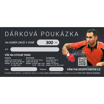Stolní tenis Doplněk BUTTERFLY Poukázka 300 Kč