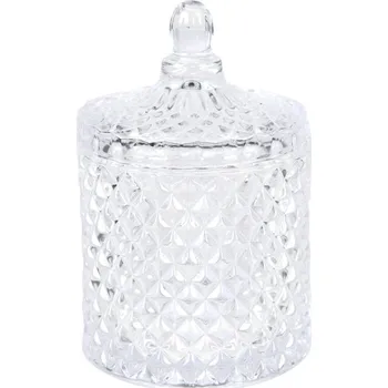 Dóza na potraviny Skleněná mřížkovaná dóza s víkem – 8x13 cm