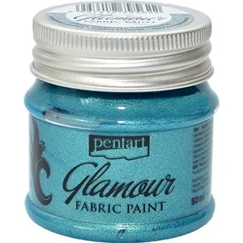 Speciální výtvarná barva Metalická barva na textil GLAMOUR 50ml - tyrkysostříbrná