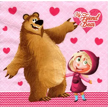 Papírový ubrousek UBR-E116, Ubrousek, 16x16 cm, HOLČIČKA A MEDVĚD, 1 kus