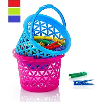 Kolíček na prádlo košík na kolíčky kulatý 2,7l-2,9l d20x14cm, MIX barev