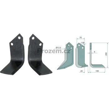 Frézovací zahnutý nůž pravý pro Dondi, 40/12,5/200 mm