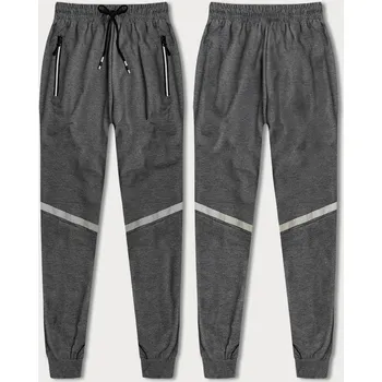 Šedé pánské teplákové kalhoty s reflexními prvky (8K189-5) odstíny šedé XXL