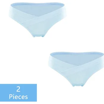 Těhotenská podprsenka Těhotenské kalhotky 2 ks s vykrojením pod bříškem Barva: modrá, Velikost: XXXL