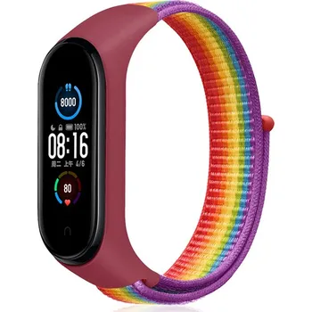 Příslušenství k chytrým hodinkám Náhradní náramek Mi band 3/4/5/6/7 SportNylon Barva: Červeno-Duhová, Pro Přístroj: Xiaomi Mi band 3/4/5/6/7 MIBANDCZX01301