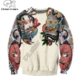 Mikina s barevným potiskem 3D Oni Mask Tattoo Velikost: XS, Barva (Varianta): Mikina