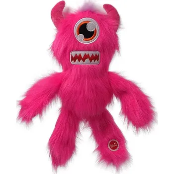 Hračka pro psa Hračka DOG FANTASY plyš - Monsters chlupaté jednooké strašidlo pískací růžové 35cm