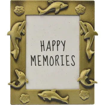 Rám na obraz Kovový fotorámeček s delfíny – 2.5x3.5 zlatá