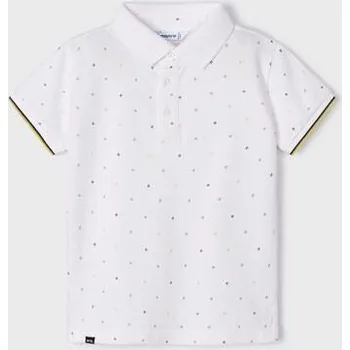 dětské tričko s límečkem bílé se vzorečkem Mayoral 3150-27 velikost 104