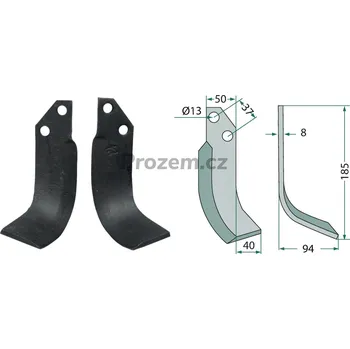 Pracovní nůž Frézovací klenutý nůž pravý pro JNC, 37/13/185 mm