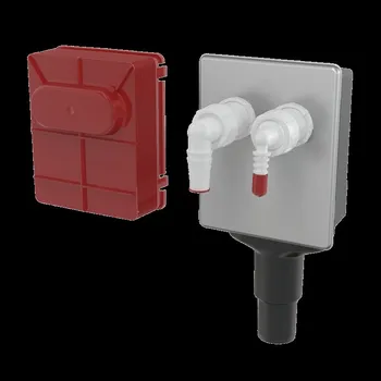 Obklad Sifon pračkový podomítkový pro napojení dvou spotřebičů, nerez DN40 a DN50