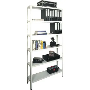 Dílenský regál Kovový regál Schulte R4014-06-04 2200x1000x300 mm, 6 polic, nosnost 390 kg, bílý