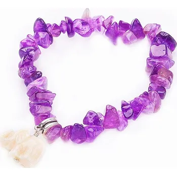 Náramek Ametyst náramek sekaný fialový se slonem obvod cca 16 až 23 cm