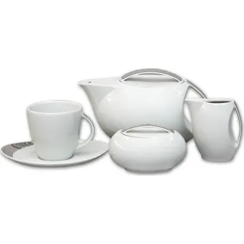 Stolování čajová souprava, karlovarský porcelán, Thun Loos, platina, 15 dílná