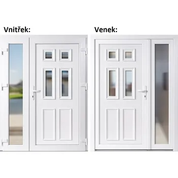 Vchodové dveře Dvoukřídlé vchodové dveře plastové Soft Becca+Sklo Nisip, Bílá/bílá, 150x200 cm, pravé