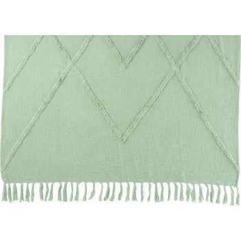 Přehoz na lůžko Mintový pléd s třásněmi a dekorem Rhombus - 130*170cm