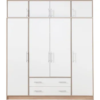 Šatní skříň SMART sb | šatní skříň SR1 + nástavec SRN1 | 200 cm | sonoma/bílá