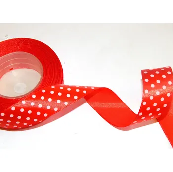 Stuha Stuha saténová s puntíkem, WSK6055, šíře 25 mm / 1 metr