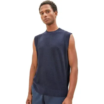 Pánský svetr TOM TAILOR PÁNSKÁ PLETENÁ VESTA - NAVY XXL
