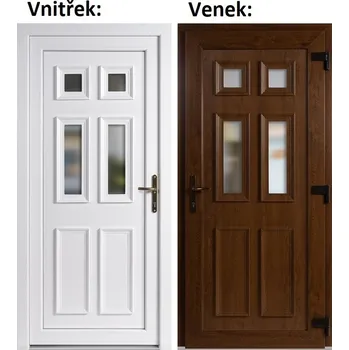 Vchodové dveře Plastové vchodové dveře Soft Becca, Zlatý dub/bílá, 100x210 cm, pravé, otevírání VEN
