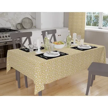 ubrus Orbytex Vánoční ubrus teflonový - V1 - vločky zlaté Rozměry: 80x80, Tvar: Čtverec