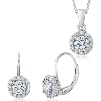 Souprava šperků SOFIA stříbrný set náušnice, přívěsek a řetízek COEZB100739+COPZA100738