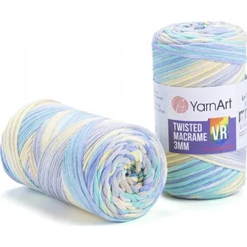 Galanterie YarnArt Twisted Macrame 3mm rozčesávací VR 924 žluto-zeleno-modrá