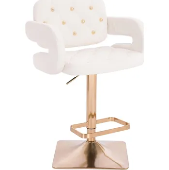 Barová židle Barová židle ekokůže Ardal Gold základna zlatá - bílé