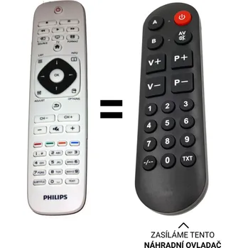 Dálkový ovladač Philips YKF308-004, 996590001237, náhradní dálkový ovladač pro seniory pro 22PFL3517H/12