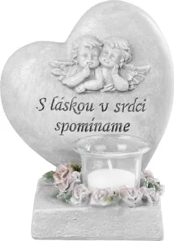 Smuteční dekorace MagicHome Srdce s andílky dekorace slovenský nápis 15,5 x 12 x 17,5 cm