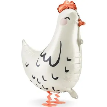 Balónek PartyDeco Fóliový balónek 48 x 60 cm chodící bílá slepička