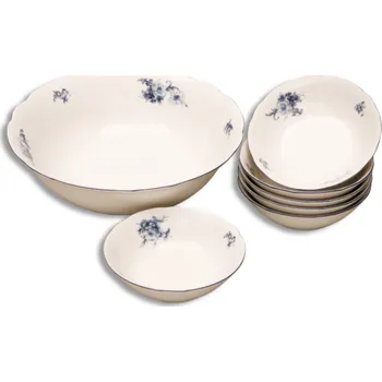 Nádobí Kompotová souprava Thun Rose, modré růže, 7 dílná