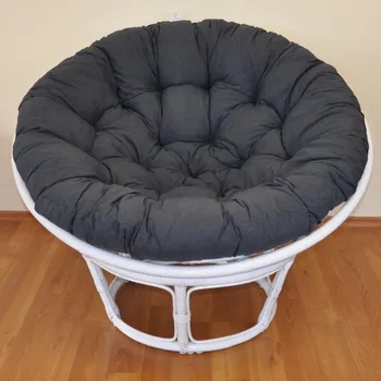 Papasan Nábytek PEGAS Ratanový papasan 100 cm bílý, polstr tmavě šedý melír