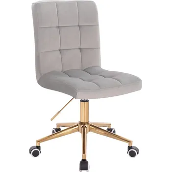 Otočné křeslo Vestland velur na zlaté podstavě s kolečky - světle šedá