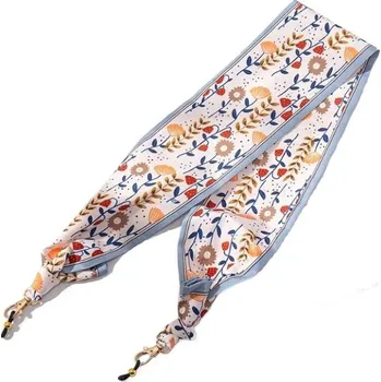 Brýlová obroučka Hedvábný šátek na brýle - Květy, modro bílé