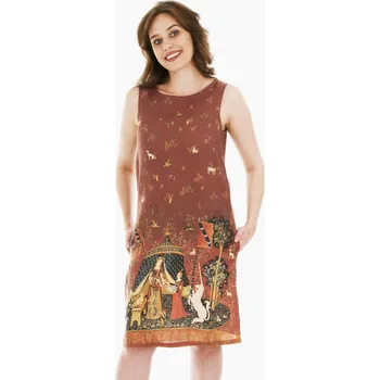 Dámské šaty Lněné 100% Lněné šaty Rafaello Dáma s jednorožcem Velikost: EU 50