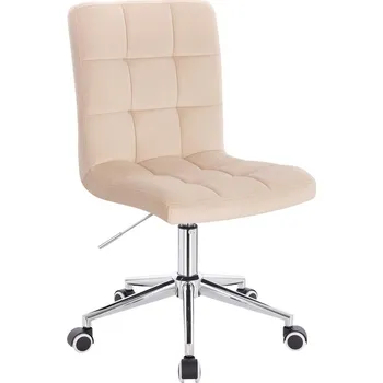 Otočné křeslo Vestland velur na stříbrné podstavě s kolečky - krémová