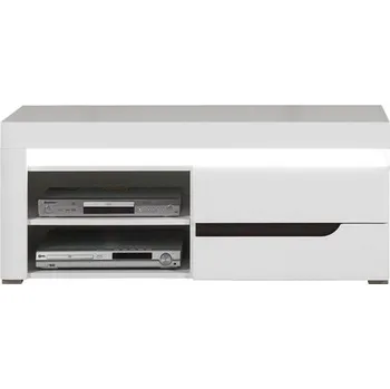 Televizní stolek Televizní stolek s LED osvětlením Irma bílá/bílý lesk