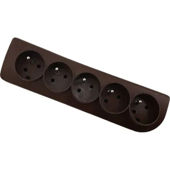 Elektrická zásuvka ELGOTECH 5zásuvka GN-570 250V/16A otvory pro uchycení IP20 hnědá 20500119