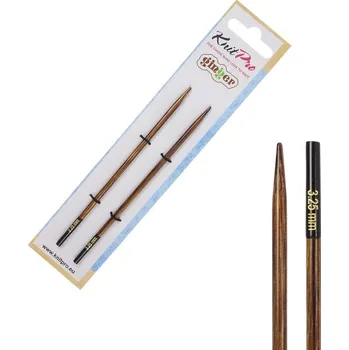 Jehlice Vyměnitelné dřevěné jehlice Ginger 12 cm 3,25 mm